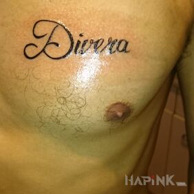 Tattoo Divera on the chest motif: lettering