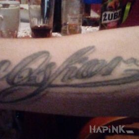 Tattoo My son's name on the forearm motif: lettering