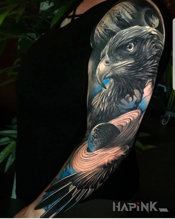 Tattoo Planeta orła in animals motif and realistic style On the arm