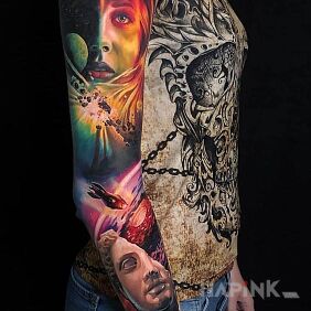 Tattoo Higher level of consciousness on the upper arm motif: colorful style: realistic