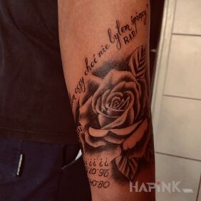 Tattoo I closed my eyes though I wasn't sleepy on the forearm motif: black and gray style: realistic