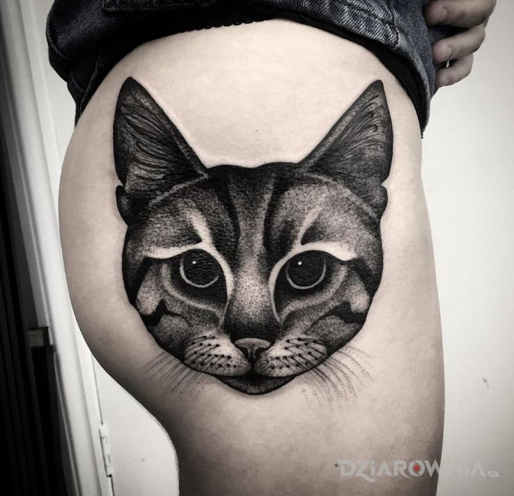 Tatuaż koteczek w motywie zwierzęta na nodze