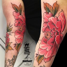 Tattoo Classic flower On the arm motif: flowers style: neo-traditional