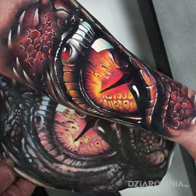 Tatuaż Oko smoka na przedramieniu motyw: 3D