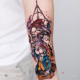 Tattoo Harry Potter on the forearm motif: characters