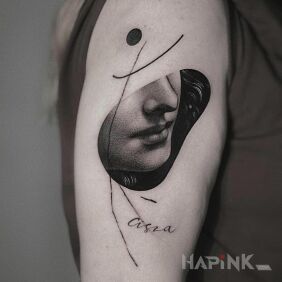 Tattoo SILENCE On the arm motif: black and gray style: realistic