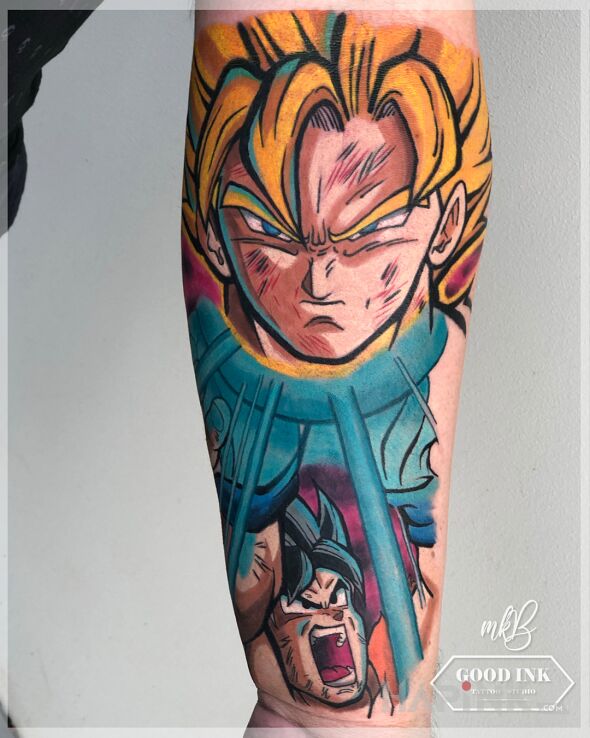 Tattoo Dragon ball Z in manga / anime motif and cartoon / comic book style on the forearm