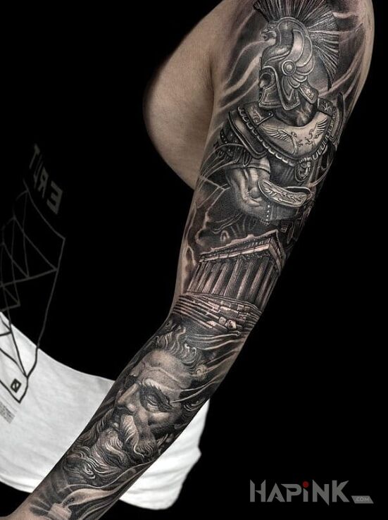 Tattoo Starozytnosc in sleeves motif and realistic style on the forearm
