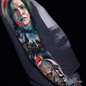 Tattoo Snape / Voldemort on the forearm motif: 3D style: realistic