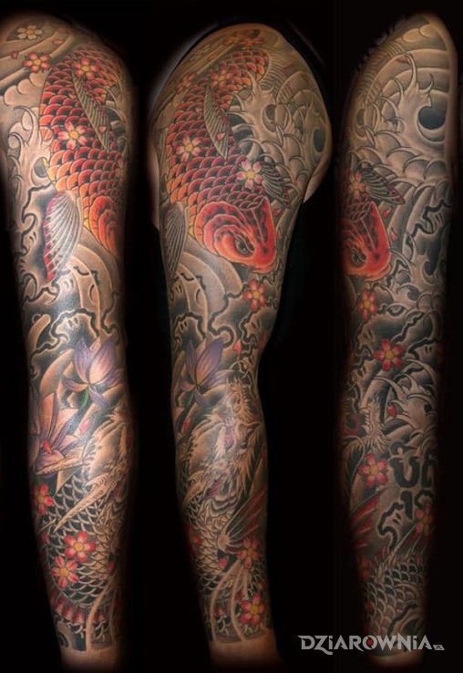 Tatuaż chiński tatuaż w motywie rękawy na ramieniu