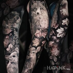 Tattoo @davincisfox Animal Sleeve On the arm motif: sleeves style: realistic