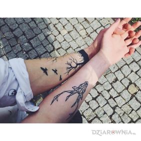 Tatuaż Las zwierząt na przedramieniu motyw: zwierzęta