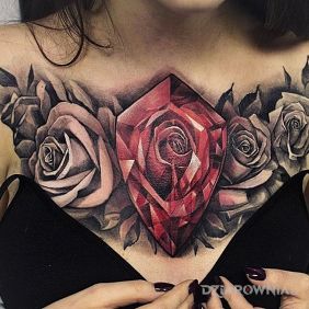 Tatuaż Róż kilka na klatce motyw: 3D styl: realistyczne