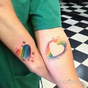 Tattoo Rainbow love on the forearm motif: Love