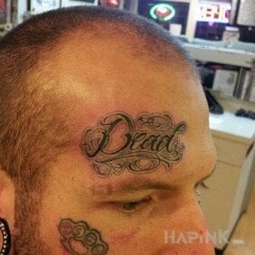 Tattoo Dead on the head motif: lettering