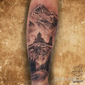 Tattoo Nice views from Georgia🇬🇪 On the arm motif: nature style: realistic