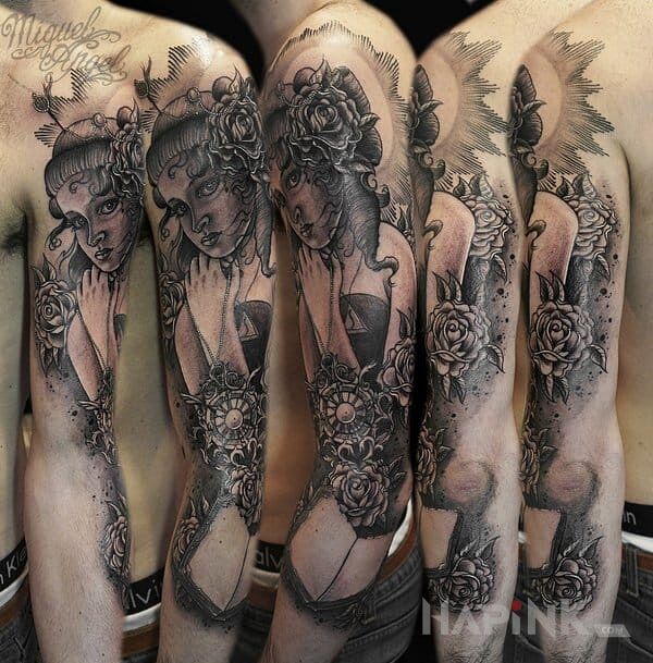 Tattoo Dziewczyna in characters motif on the forearm