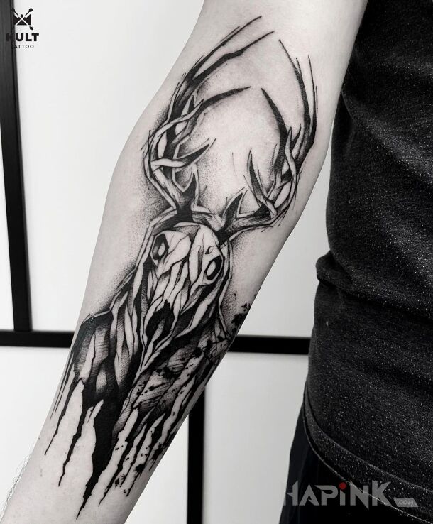 Tattoo HERN in demons motif and sketch style On the arm