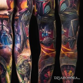 Tatuaż Star wars na przedramieniu motyw: postacie styl: realistyczne