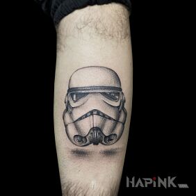 Tattoo Star Wars on the calf motif: characters style: realistic