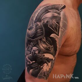 Tattoo Warrior On the arm motif: 3D style: realistic