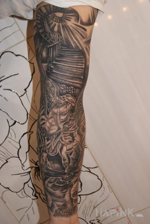 Tattoo Archanioł in sleeves motif on the forearm
