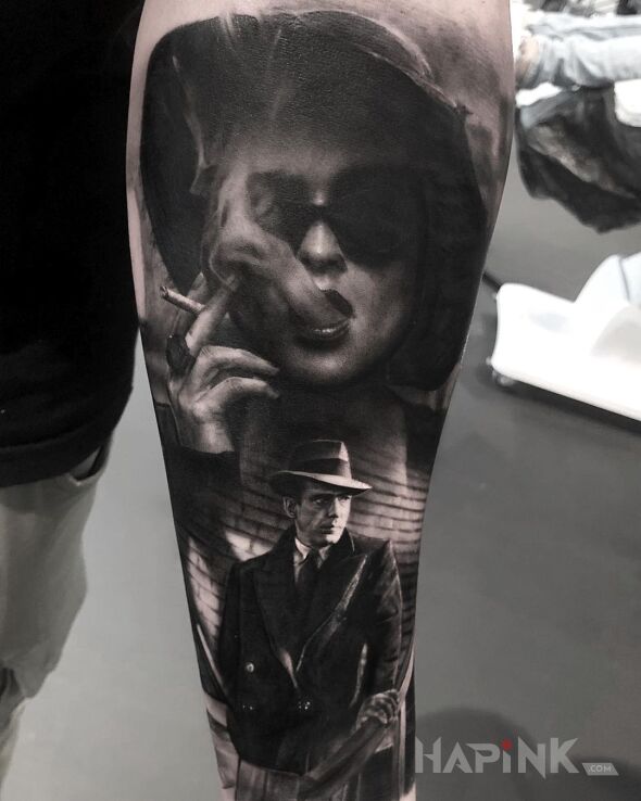 Tattoo Aktorka z podziemnego kręgu in 3D motif and realistic style on the forearm