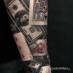 Tatuaż Poker na przedramieniu motyw: 3D styl: realistyczne