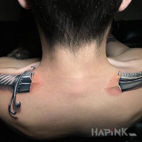 Tattoo Pierced on the shoulder motif: colorful style: realistic