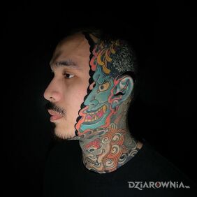 Tatuaż Dwie twarze :) na głowie motyw: kolorowe styl: japońskie / irezumi