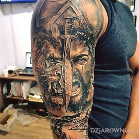 Tatuaż Waleczny duch sparty na ręce motyw: 3D styl: realistyczne