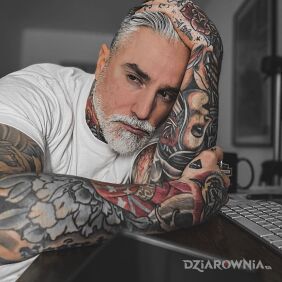 Tatuaż Siwy na przedramieniu motyw: kolorowe styl: neotradycyjne