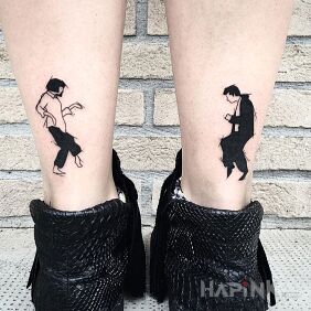 Tattoo Pulp Fiction on the leg motif: characters