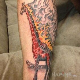 Tattoo Fire giraffe on the calf motif: animals