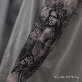 Tatuaż Oblicze kobiety na przedramieniu motyw: 3D styl: realistyczne