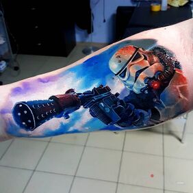 Tattoo Stormtrooper on the forearm motif: characters