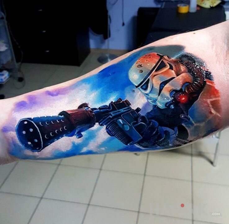 Tattoo Szturmowiec in 3D motif on the forearm