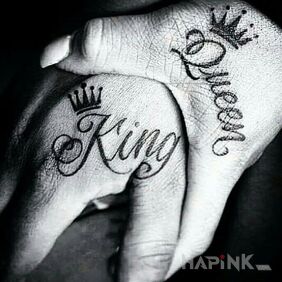 Tattoo King x Queen on the hand motif: Love