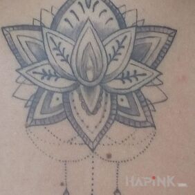 Tattoo Lotus. on the back motif: flowers