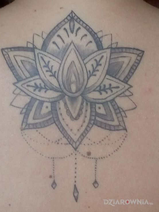 Tatuaż lotos w motywie kwiaty na plecach