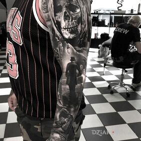 Tatuaż Śmierć czyha za rogiem na ręce motyw: 3D styl: realistyczne