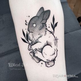 Tatuaż Królik / Liście na ręce motyw: zwierzęta styl: dotwork