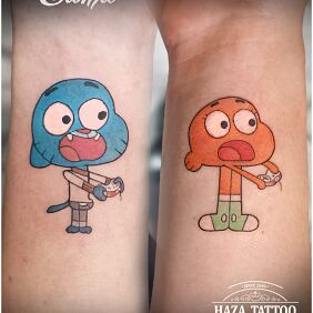 Tattoo GumBall on the forearm motif: colorful style: cartoon / comic book