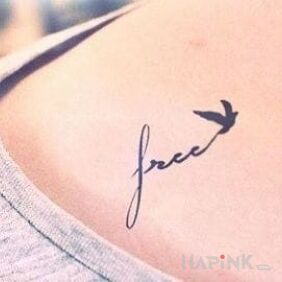 Tattoo Free on the collarbone motif: lettering