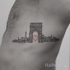 Tattoo New York on the ribs motif: other