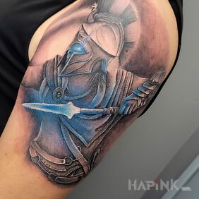 Tattoo Warrior On the arm motif: fantasy style: realistic