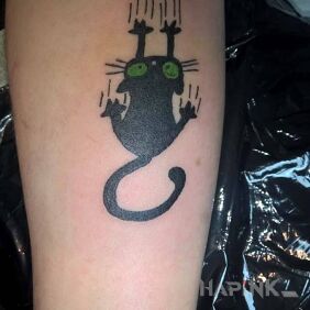 Tattoo Clumsy cat on the forearm motif: animals