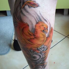 Tattoo Phoenix on the calf motif: animals