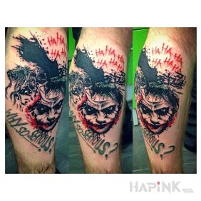 Tattoo Joker on the calf motif: characters