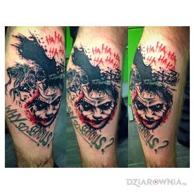 Tatuaż Joker na łydce motyw: postacie